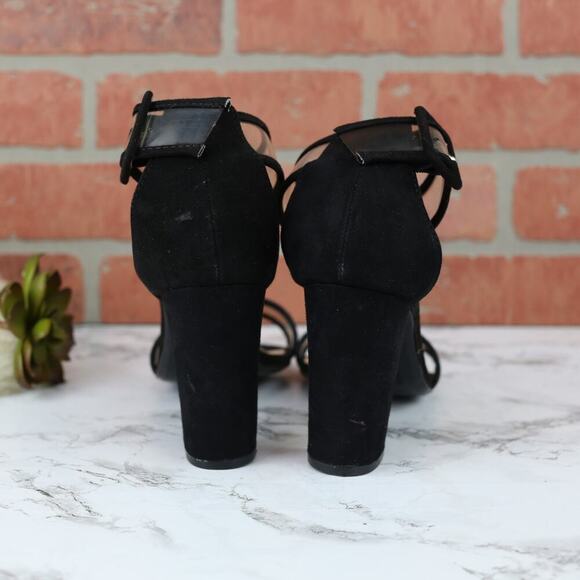 Bershka Black Clear Open Toe Ankle Strap Fashion Strappy Block 3.5" Heel SIZE 38 - Picture 4 of 10